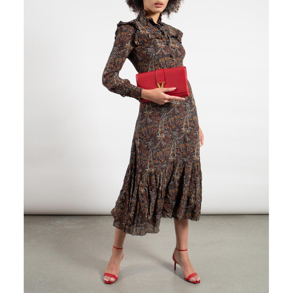SAINT LAURENT PARIS Chic Long Sleeve Floral Dress MADE IN ITALY